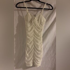 H&M Cream Strapless Ruched Dress